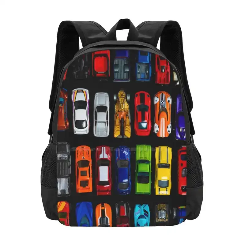 Cars, Cars And Cars - Vertical Hot Sale Schoolbag Backpack Fashion Bags Cars Pattern Play Shiny Fast Colorful Drive