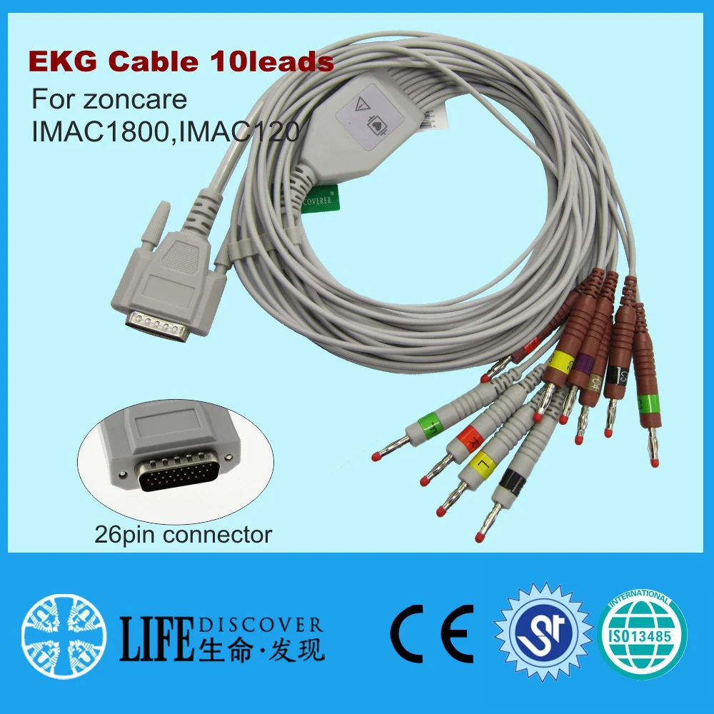 EKG Cable For Zoncare 18 Leadwires 10leads 26pin 15pin Connector For IMAC120B U70u30 iMac1800 Eletrocardiogram Ekg Machine