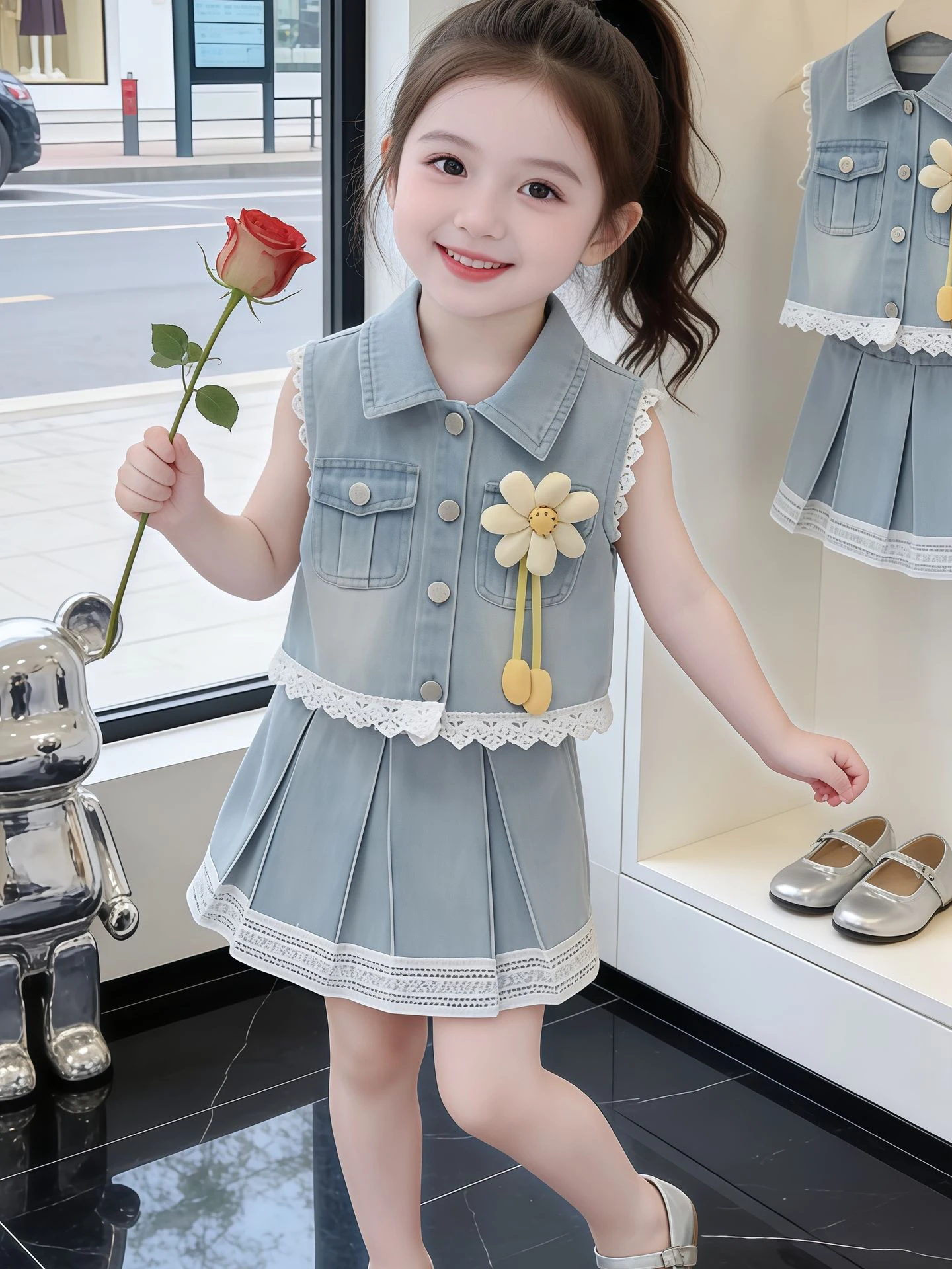 completo-estivo-in-denim-per-ragazze-top-senza-maniche-con-bordo-in-pizzo-e-gonna-corta-stile-carino-con-chiusura-a-bottone-singolo