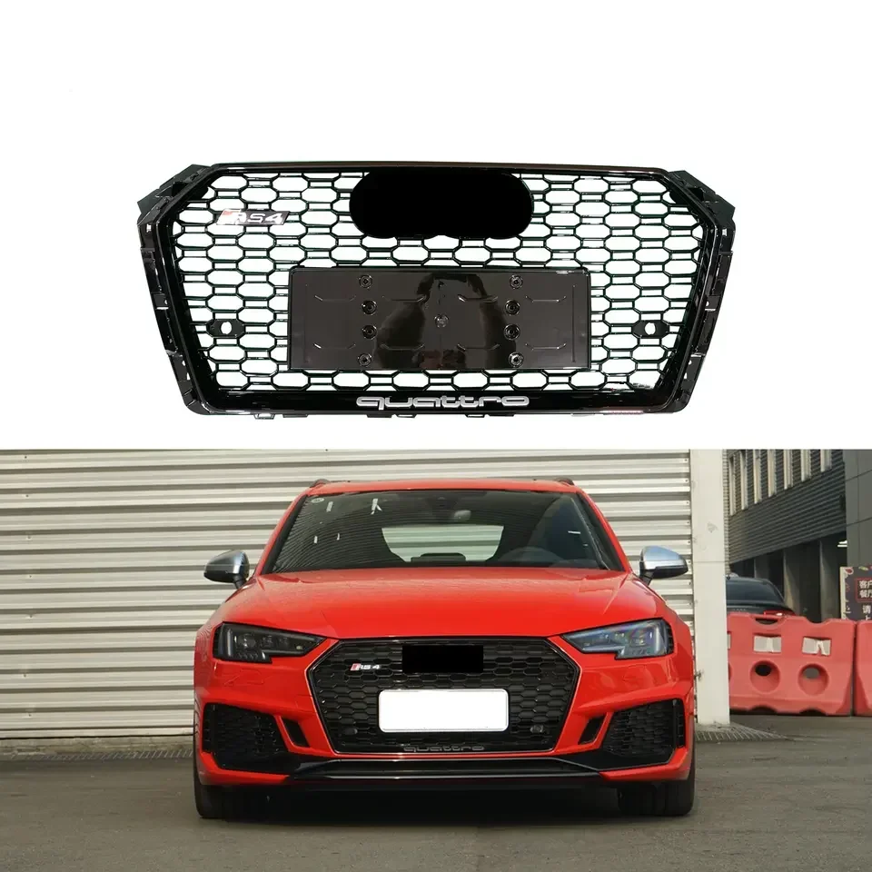 

Grilles Honeycomb abs plastic black center mesh for audi a4 b9 rs4 grill 2017 2018 2019 2020 RS4 grille