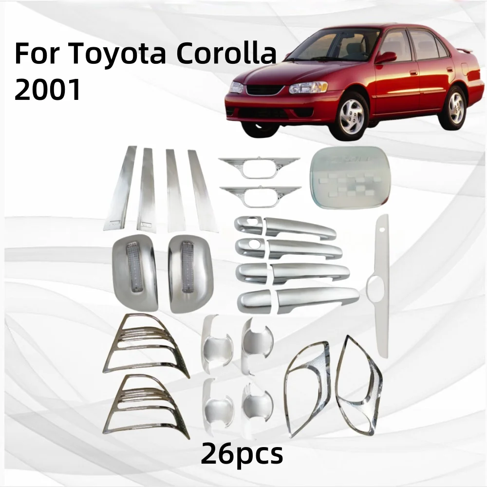 

Для Toyota Corolla 2001 FS: высококачественный комплект из 26 хромированных ABS-аксессуаров для тюнинга автомобиля, накладки на фары