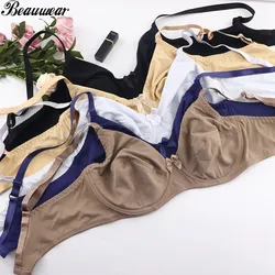 Beauté wear sutiã conforto com decote em v, cobertura completa, sem preenchimento sob o fio, minimizador de sutiã d e copo sem linha, tamanho plus bh 36-48