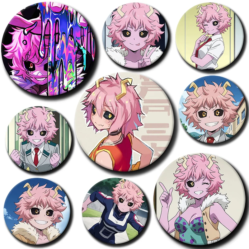 

58mm Cartoon Character Mina Ashido Soft Button Pin Hero Anime Brooch Creative Badge for Backpack Clothes Decoration Gift