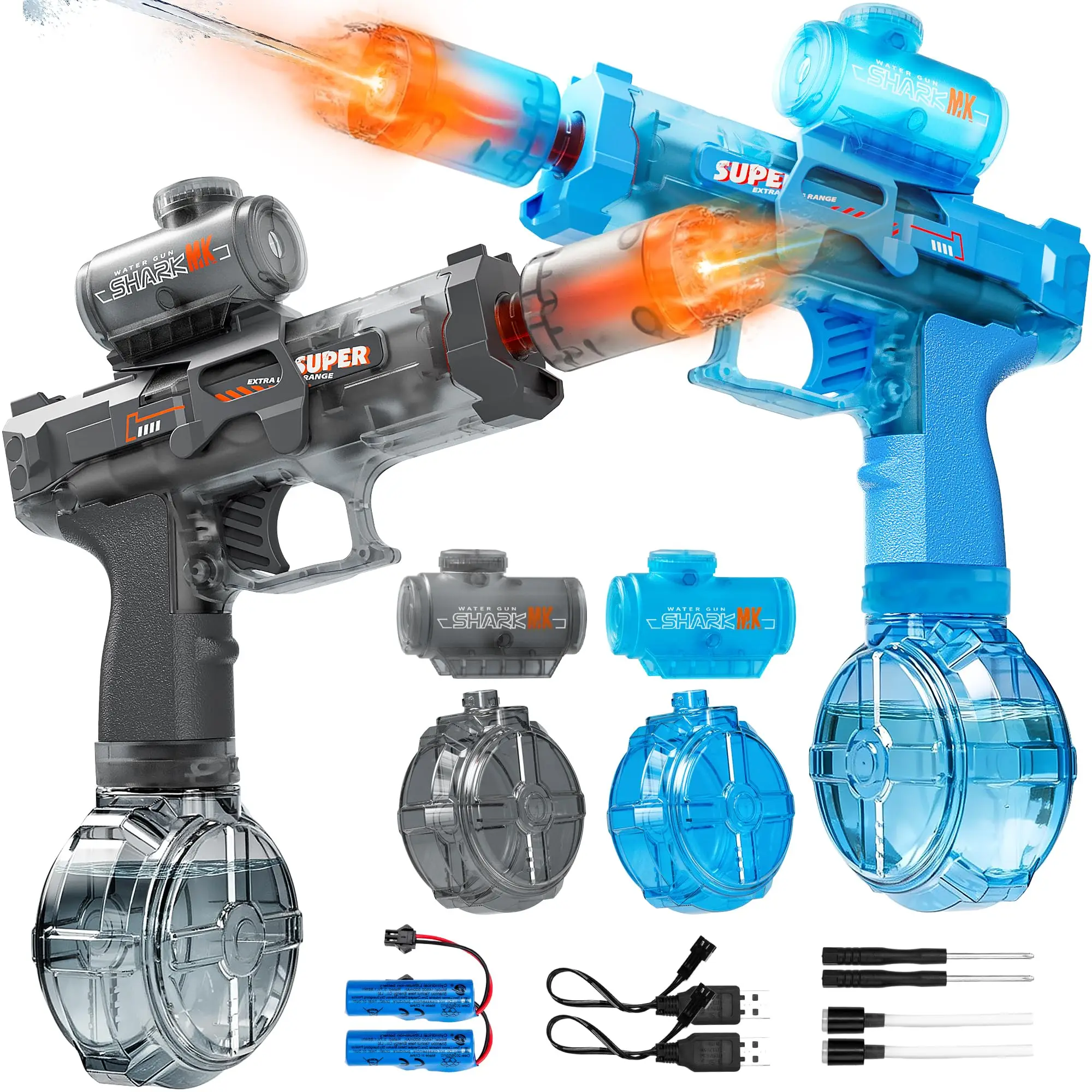 Electric Water Gun for Kids, Automatic Squirt Gun with Light & Rechargeable Water Blaster for Outdoor Summer Pool Beach Toys