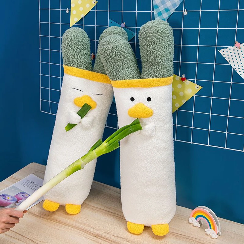 Long Scallion Duck Plush Toy, Força engraçada combinada com travesseiro de dormir engraçado, Presente criativo para amigos, presente de aniversário, 60cm