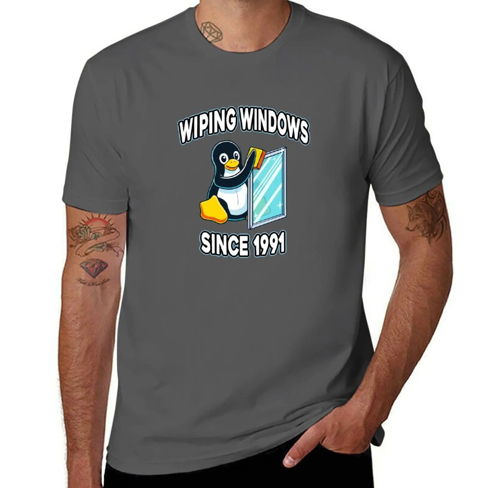 

Wiping Devops Humor Developer Windows Windows vs Linux Sysadmin Tux Tech Backend T-Shirt Plus Size Lightweight Top