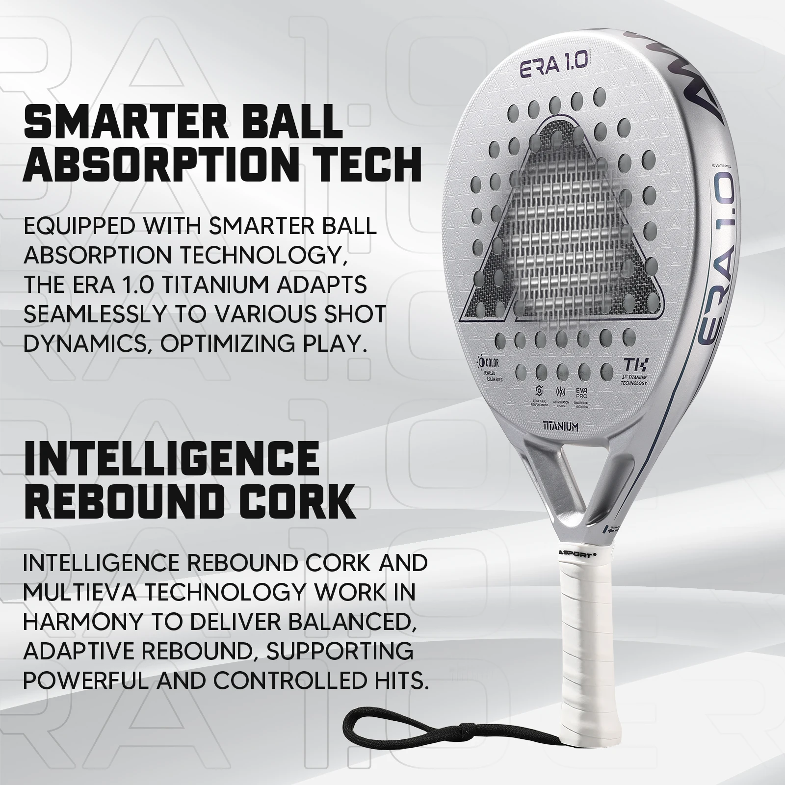 AMASPORT Padel Racket Titanium-Tech & Intemligence Rebound Cork توفر الارتداد التكيفي المتوازن الذي يدعم التحكم القوي #5