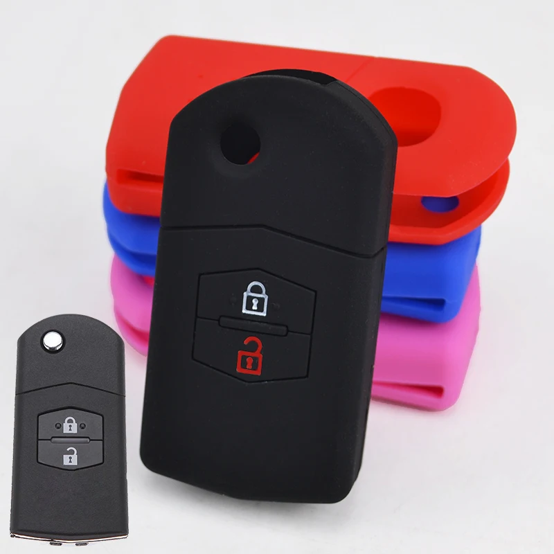 Fit For Mazda Demio 3 5 6 M3 M5 CX7 CX9 RX8 MX5 MPV Case Fob Shell Skin Holder 2 Button Silicone Remote Flip Key Cover