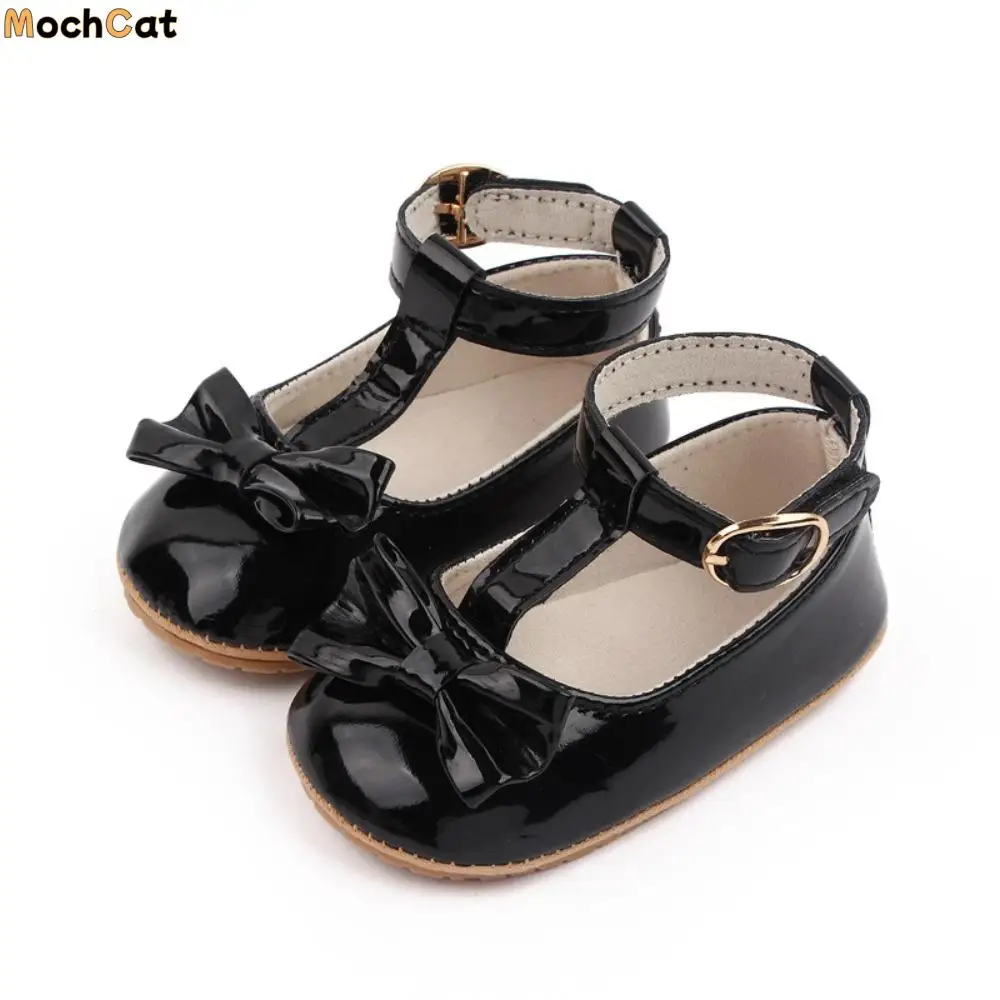 

Cute Bowknot Baby Casual Shoes PU Leather Non-slip Infant First Walkers Rubber Soft-Sole 0-12 Months Princess Shoes Newborn