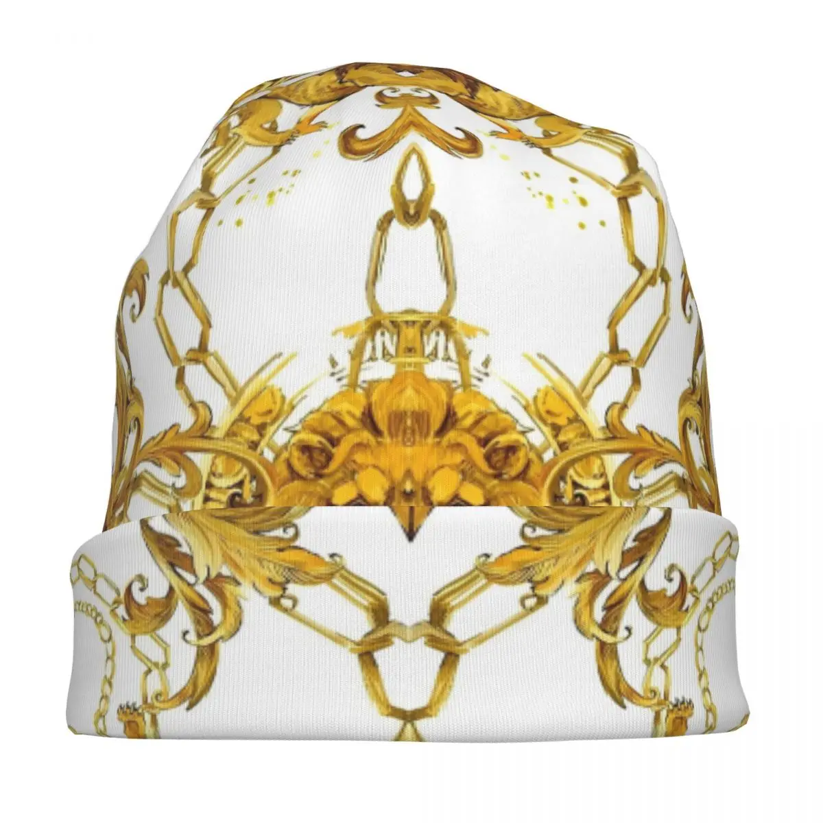 Golden Lion Damask Baroque Pattern Luxury Bonnet Hats Autumn Winter Skullies Beanies Hat for Men Women Spring Dual-use Cap