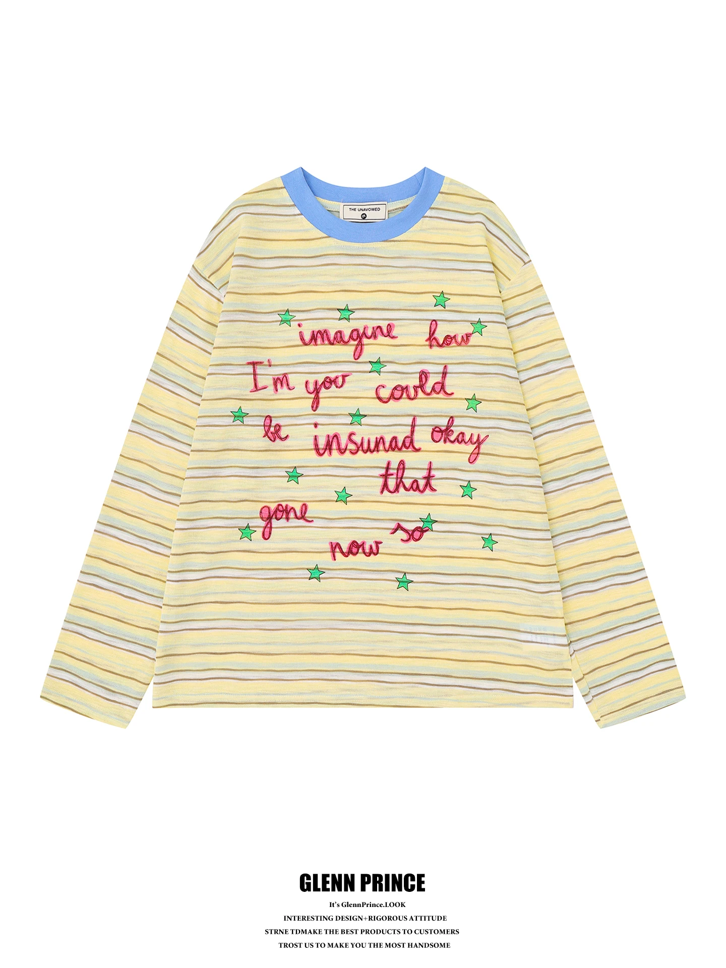 Dopamine Design Star Color Block Stripe Long Sleeve Men's T-shirt Trendy Casual Oversized Print Comfortable Breathable Autumn...