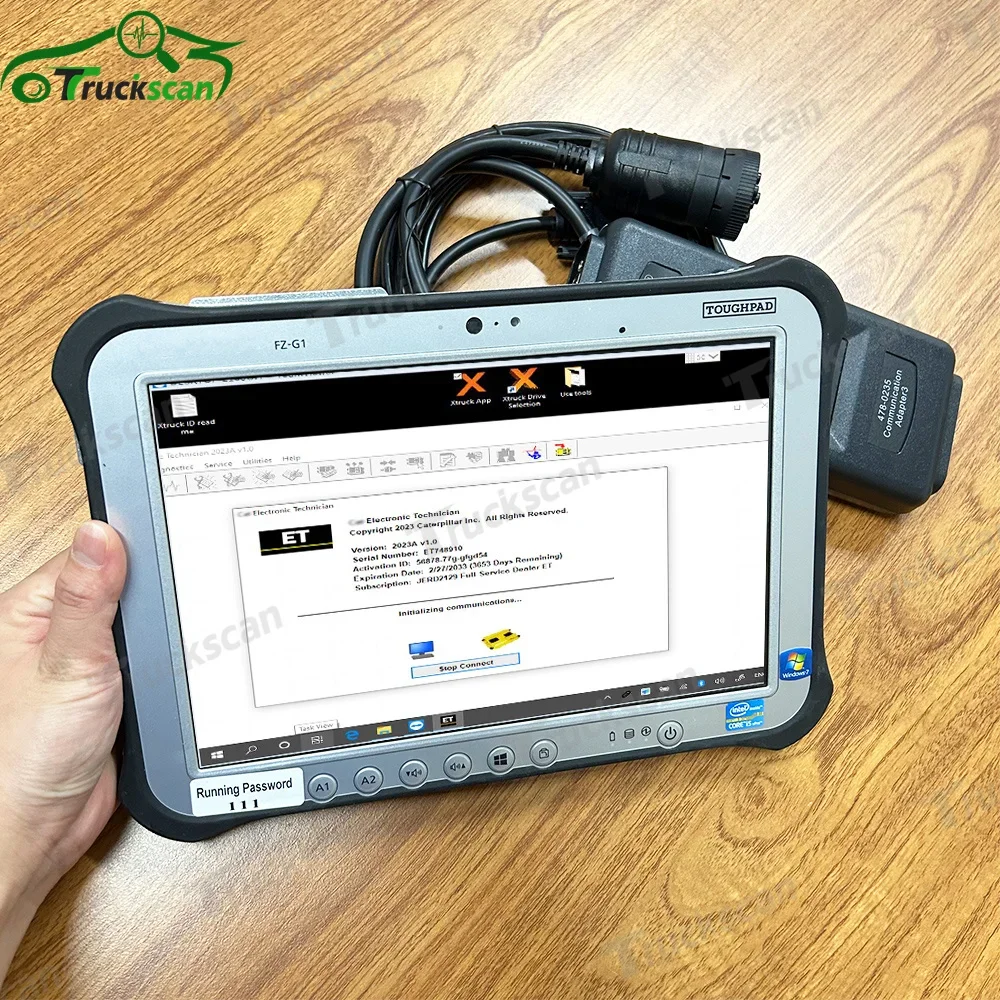 For CAT Truck Excavator Scanner 478-0235 ET4 Communication Adapter 2023A Heavy Duty Diagnostic Tester Tool+FZ G1 tablet