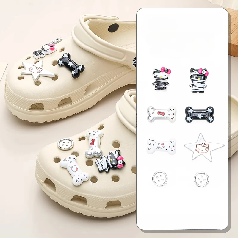 

MINISO Mummy Hello Kitty Shoe Charms Set Elegant KT Cat Detachable Shoe Decoration for Clogs & Sandals Halloween Party Gifts