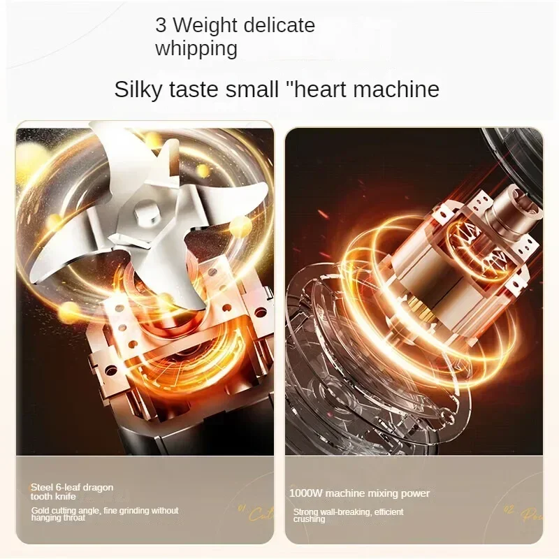 High Speed Blender with 6-Blade Stainless Steel/Multi-Function Blender High Power Mixer with Low Noise Self-Cleaning Function