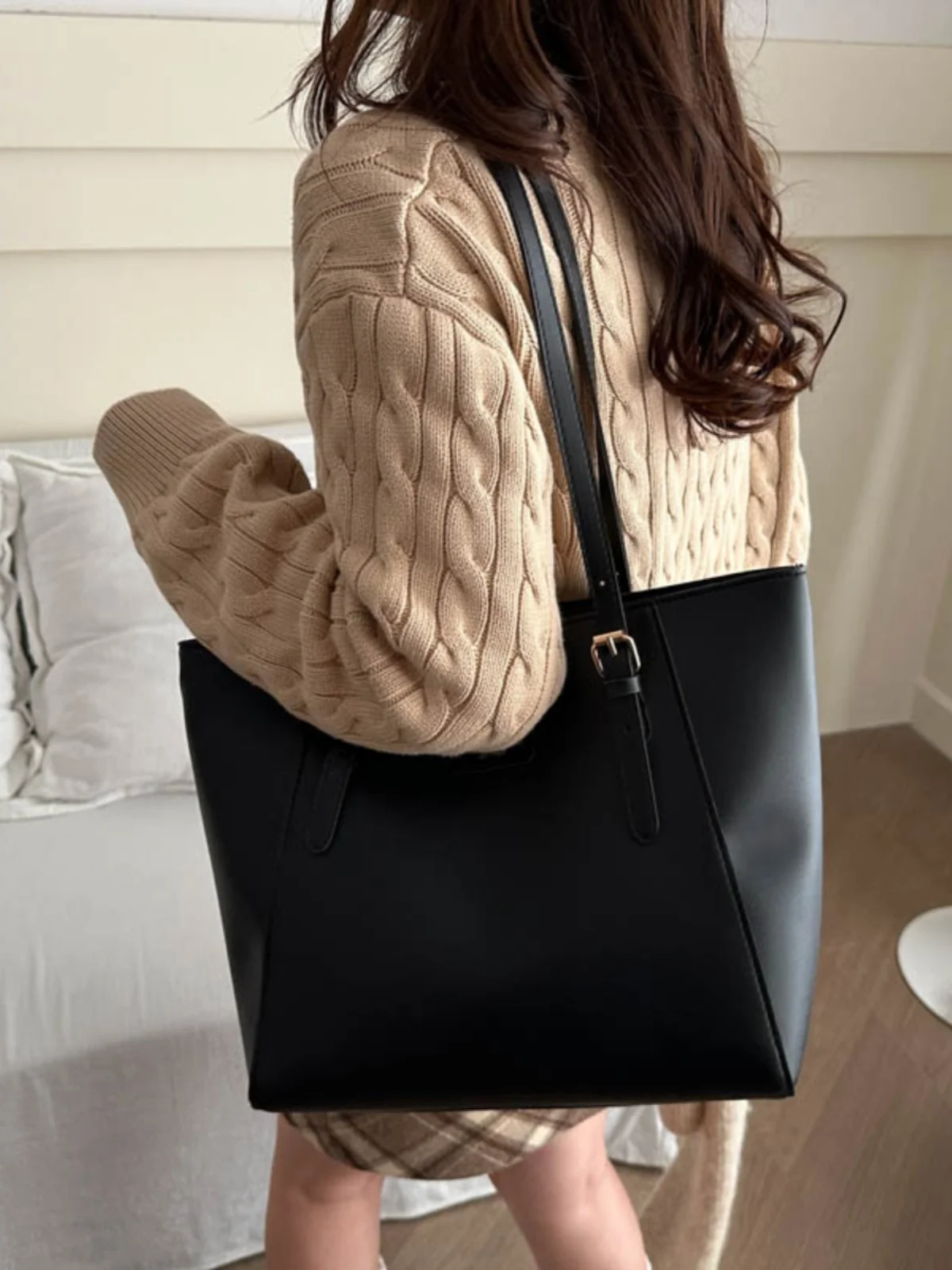 حقيبة كتف نسائية بتصميم بسيط وسعة كبيرة، موديل 2024 الجديد بأسلوب كوري، حقيبة يد للطالبات الجامعيات