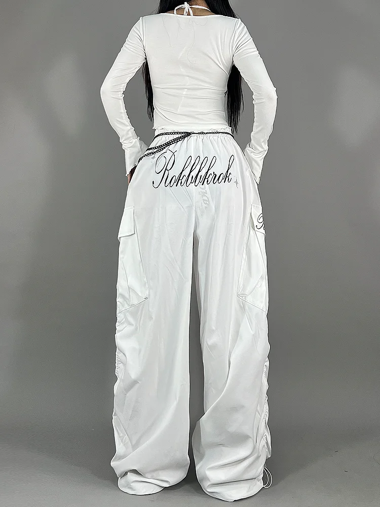 Loose Workwear Pants Women's Jazz Dance Street Style Asymmetric Natural Waist Straight Leg Pants Casual Comfortable Fit