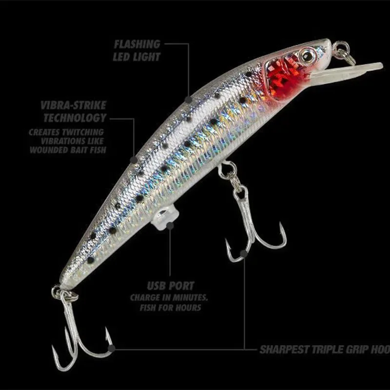 Electric Lure USB Charging Fake Fish Bait Electric Simulation Fish Luminescence Biomimetic Fish Bait Route Sub Fishing Accessori