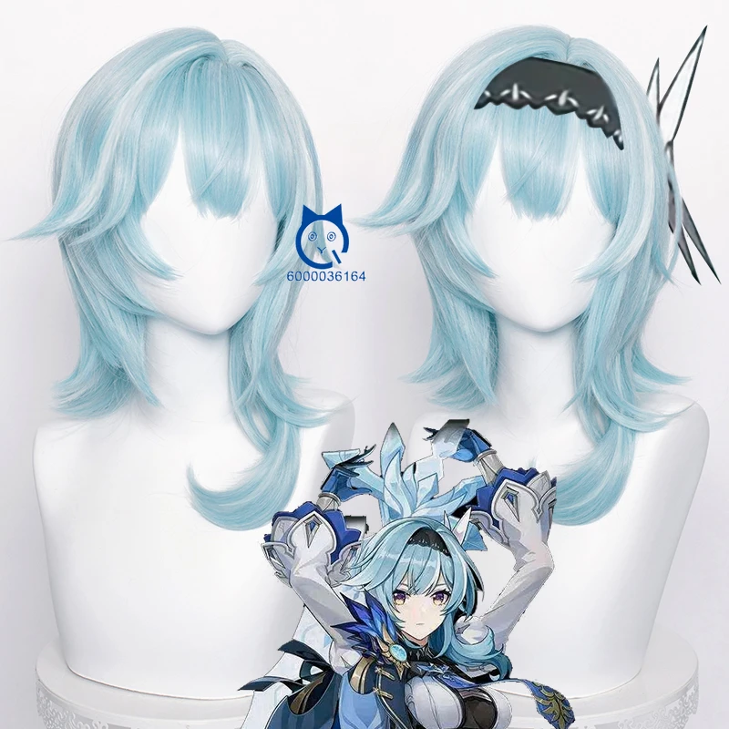 

IN STOCK Eula Wig Anime Expo Genshin Impact Cosplay Halloween Eula Heat Resistant Synthetic Cosplay Wig Degree of Adaptability