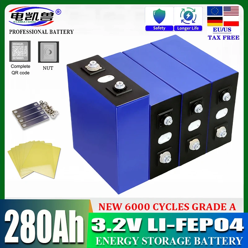 

1-16PCS new 3.2V 280Ah lifepo4 battery DIY 12V 280AH Rechargeable Batteries for Electric car RV Solar Energy storage system