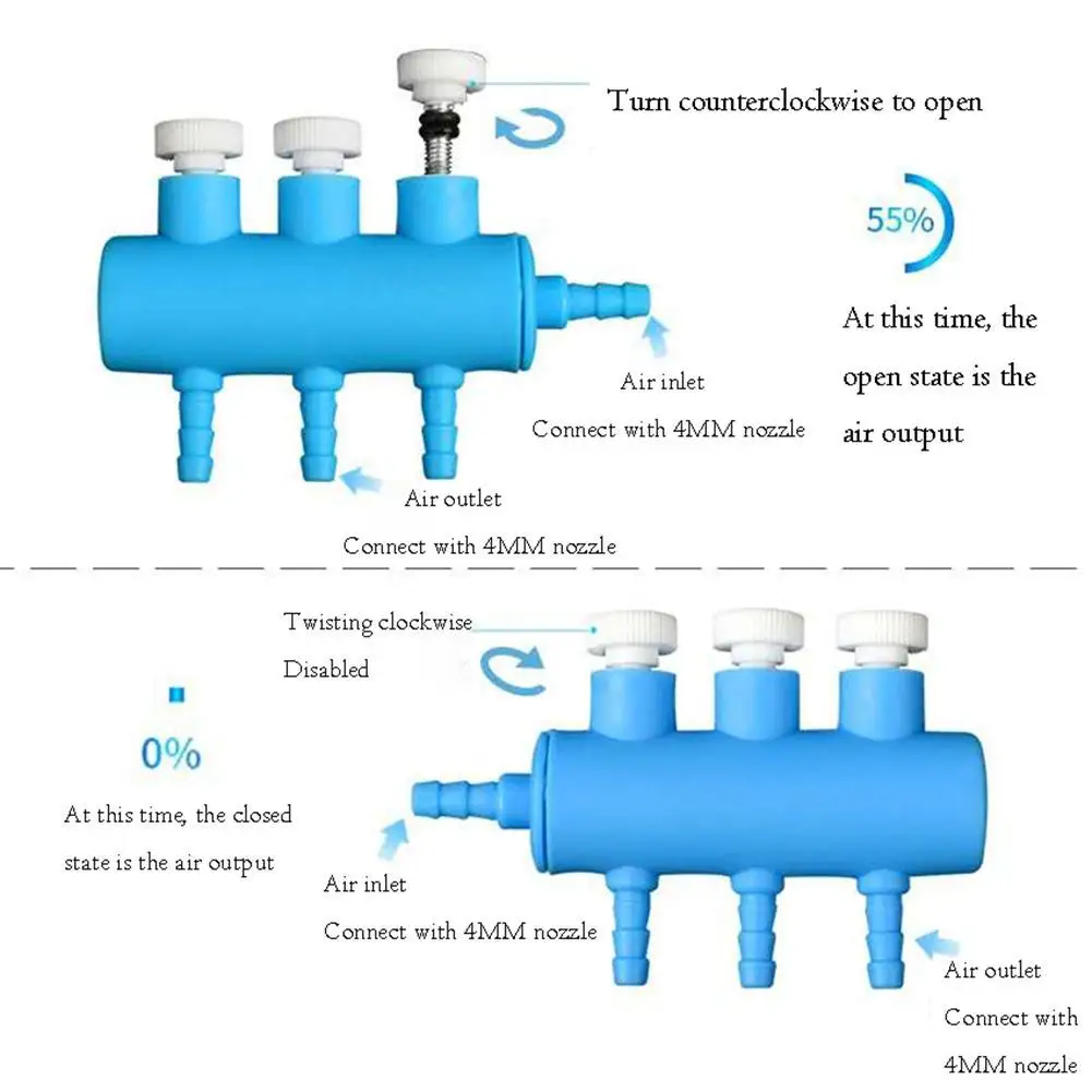 Aquarium Air Pump Hose Splitter Air Distributor Adjustable Tracheal Shunt Single Hole Oxygen Booster Pump Adapter Accessories