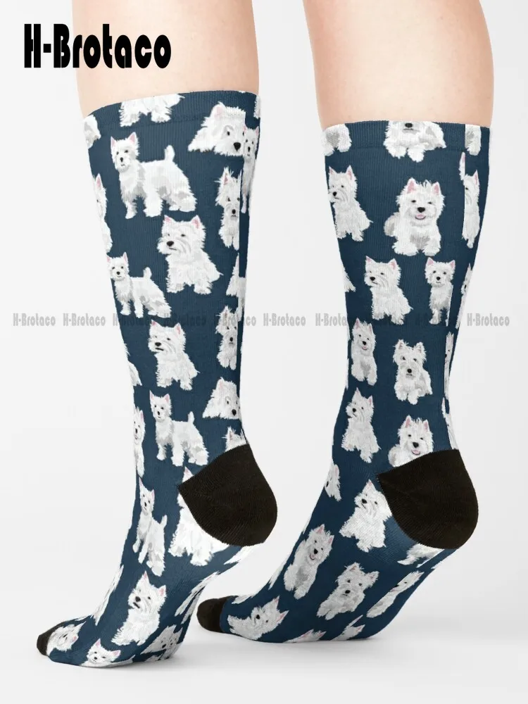 Westie West Highland Terrier Dog Dogs Terriers Socks Winter Socks For Men Ladies Sports Custom Gift Street Skateboard Socks Art