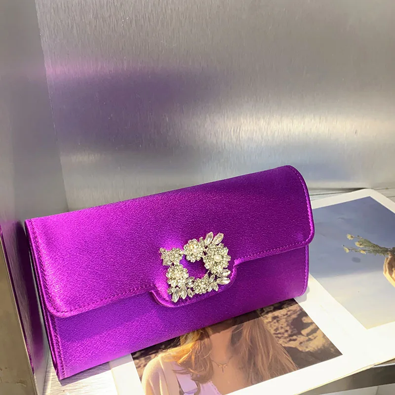 

Легкая роскошная простая шелковая женская сумка-клатч знаменитостей с темпераментом, горизонтальная квадратная сумка через плечо с бриллиантами для ужина