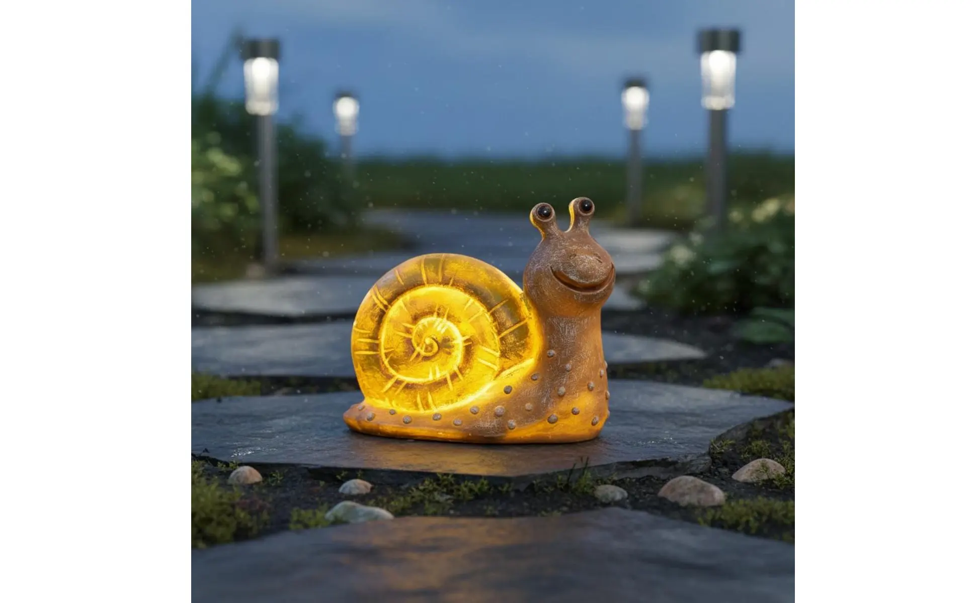 Resin Snail Garden Lamp Waterproof Solar Snail Light Outdoor Decor No Wiring Needed Weather-Resistant for Yard, Lawn