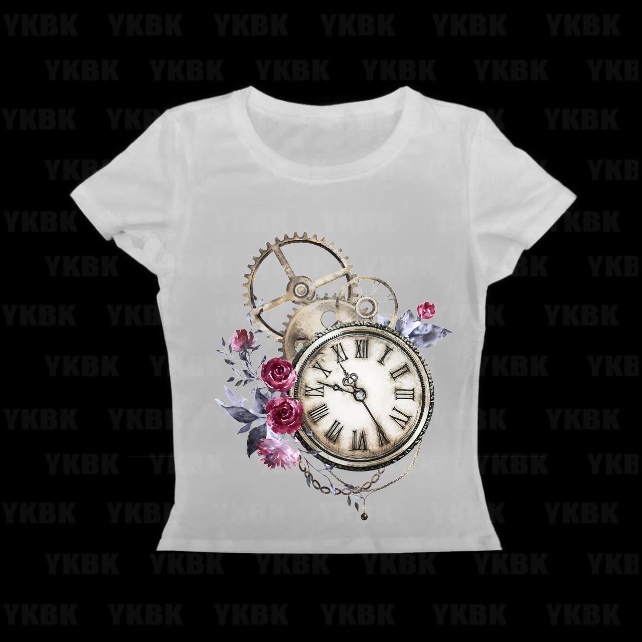 

Women's T-shirts Clock Print Tops Harajuku Summer O-Neck Short-sleeve Printed Streetwear Sports Breathable Shirt Commuter Tops