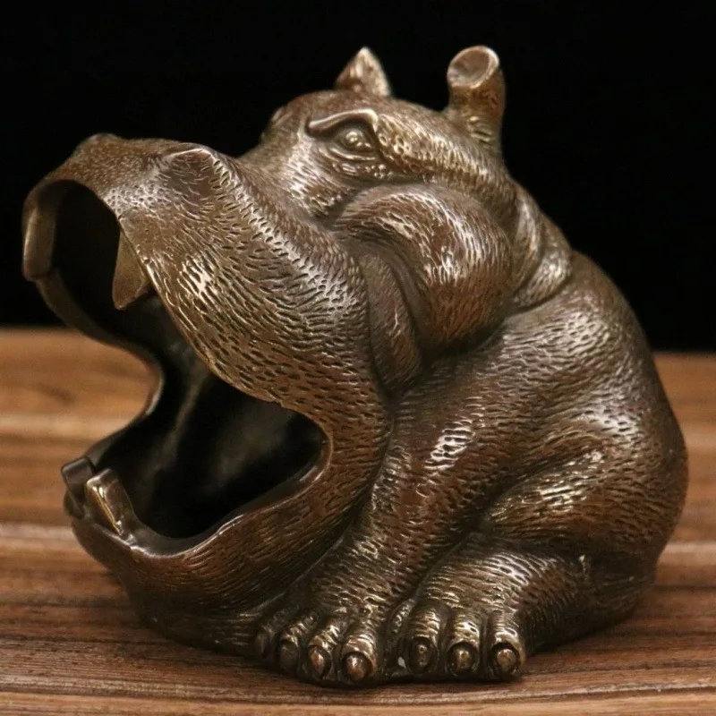 Antique-Style Hippopotamus Ashtray: A Stately Table Decoration for The Living Room or Office