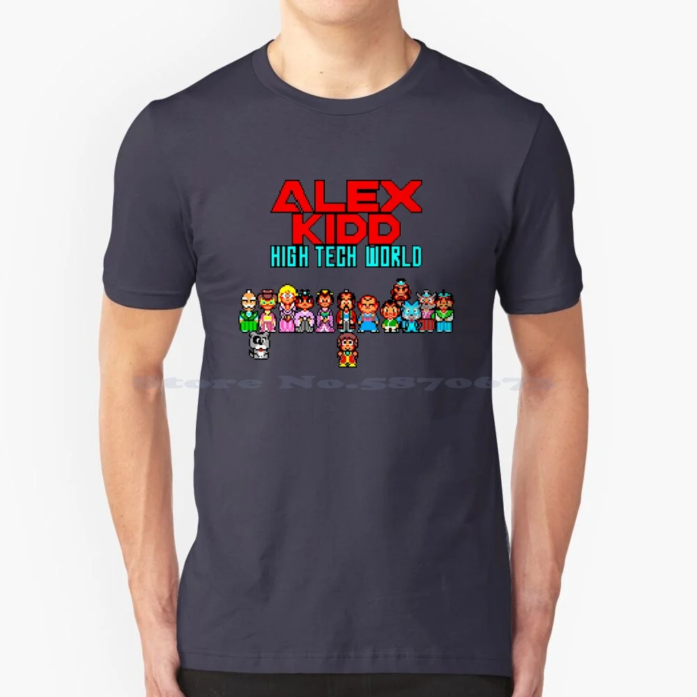 Alex Kidd : High Tech World-Title Screen T Shirt 100% Cotton Tee Video Game Retro Nerd Geek Arcade Console Sprite Pixelated