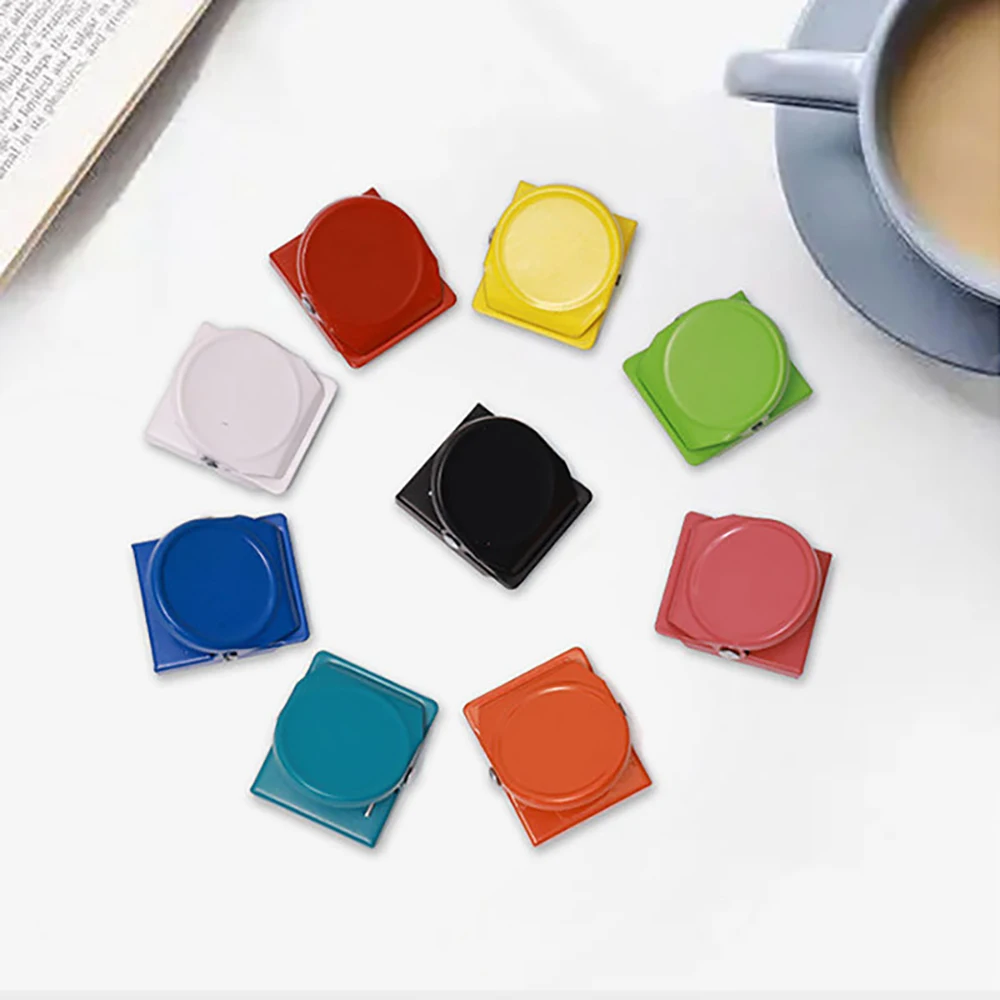 6-pcs candy colored magnetic note holder, colored stationery storage holder, metal multifunctional magnetic photo holder