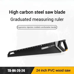 24 inch hand board saw TB-H4-20-24 TOUGHBUILT high carbon steel saw blade with graduated measuring ruler