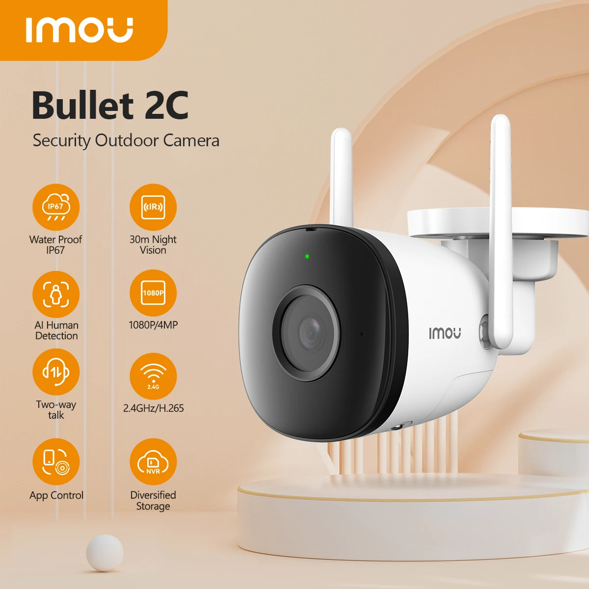 Imou Bullet 2c 2mp 4mp Wifi Camera Automatische Tracking Weerbestendige Ai Menselijke Detectie Buitenbewaking Ip Camera