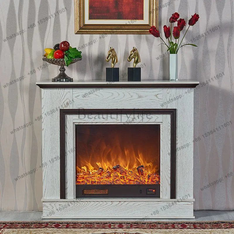 YJ 1/1.2 pastoral European mantel decoration American rural electric fireplace white dark wood heating fireplace cabinet