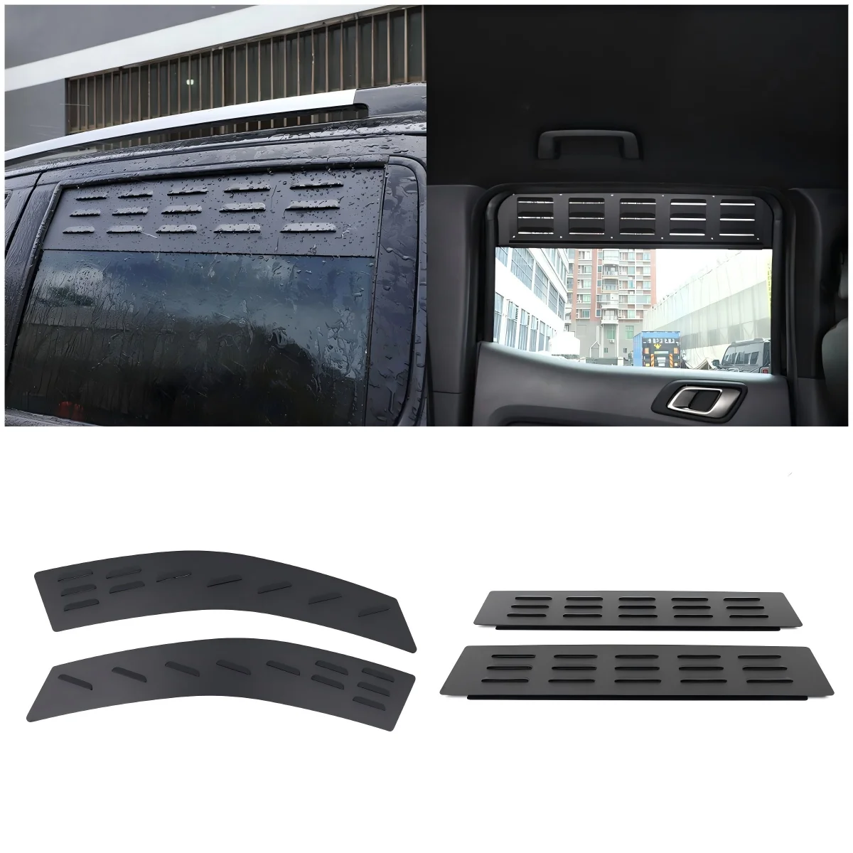 

Aluminum Car Window Air Ventilation Shutters Trim For Ford Ranger 2015-2022 Offroad Camping Anti Insect Shutters Kit Accessories
