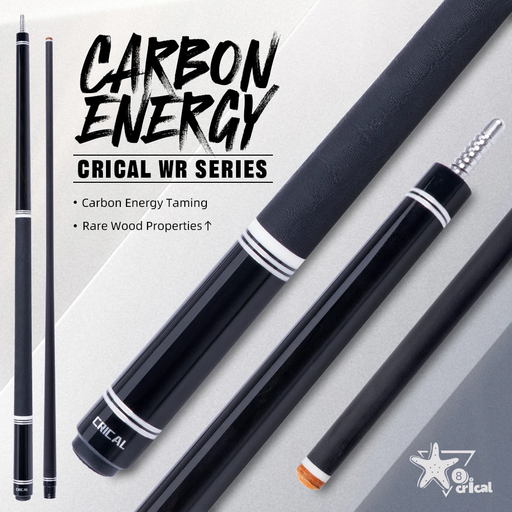 

CRICAL Carbon Fiber Pool Cue Stick Low Deflection Billiard Cue with Ebony Butt 12.5mm Tip Ebony Butt Carbon Fiber shaft
