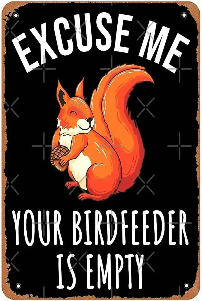 Забавная красная белка, возлюбленная, извините, ваша птичья кормушка пустая, мужская пещера, бар, ферма, гараж, стена, искусство, музыкальный зал, подарок
