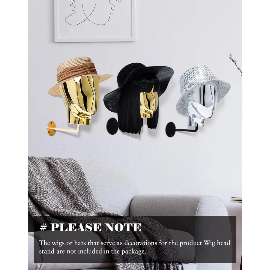 CHADWICK المعرضة رئيس جدار جبل شعر مستعار حامل كروم شعر مستعار حامل شعر مستعار معلق حامل قبعة عرض موقف 20 بوصة القزم رئيس كتلة f #2