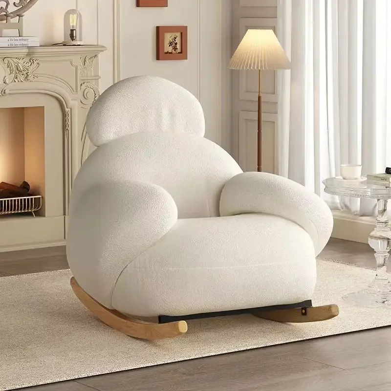 

Internet celebrity cream wind big white rocking chair light luxury creative sofa chair balcony fun space home lazy single sofa