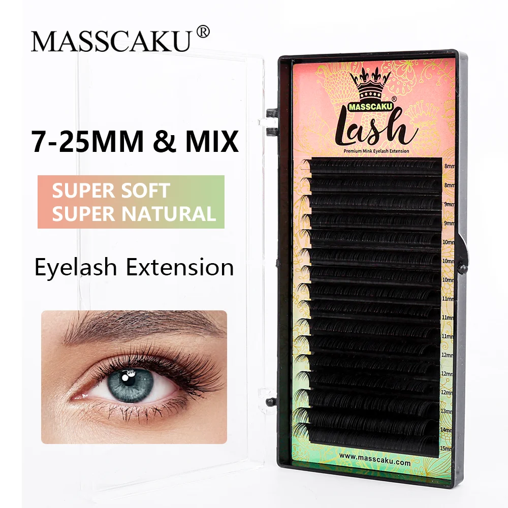

MASSCAKU Matte soft individual eyelashes all size high quality classic eyelash extension lashes extension for professionals