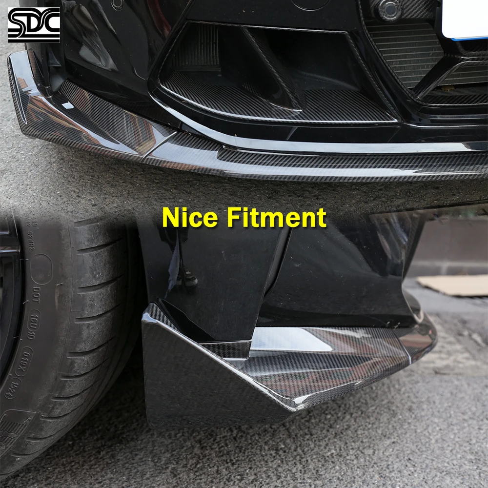 CSL ريال ألياف الكربون الجافة الجبهة الشفاه لسيارات BMW M3 G80 M4 G82 2021 + M3 المنافسة كامل ألياف الكربون المصد الأمامي الفاصل 3 قطعة/المجموعة #3