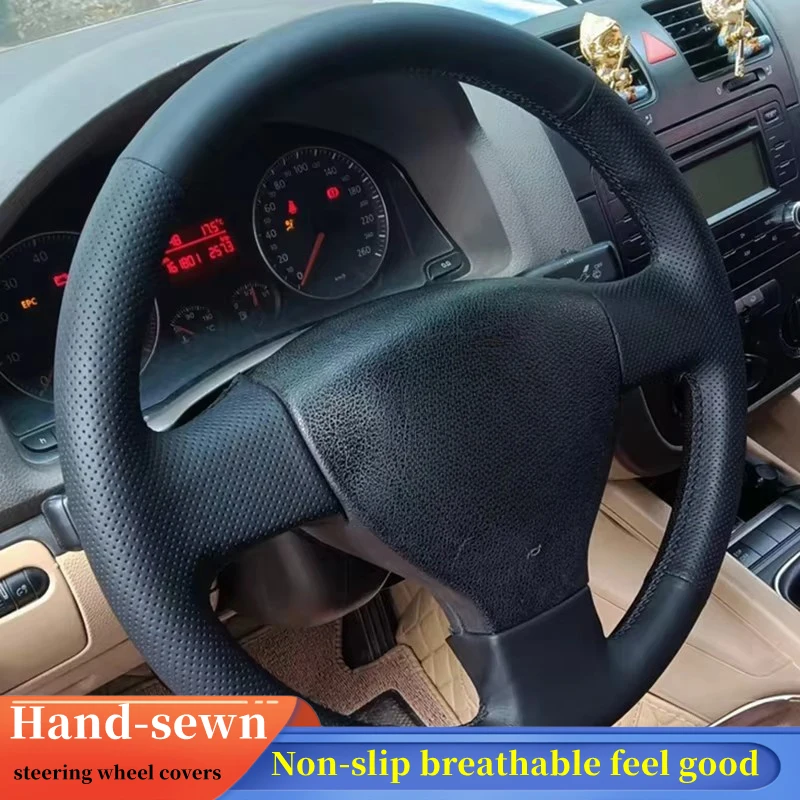 

Car Steering Wheel Cover Braid Leather For Volkswagen VW Golf 5 V Golf Plus Polo Jetta Tiguan Touran Steering-Wheel Cover Wrap