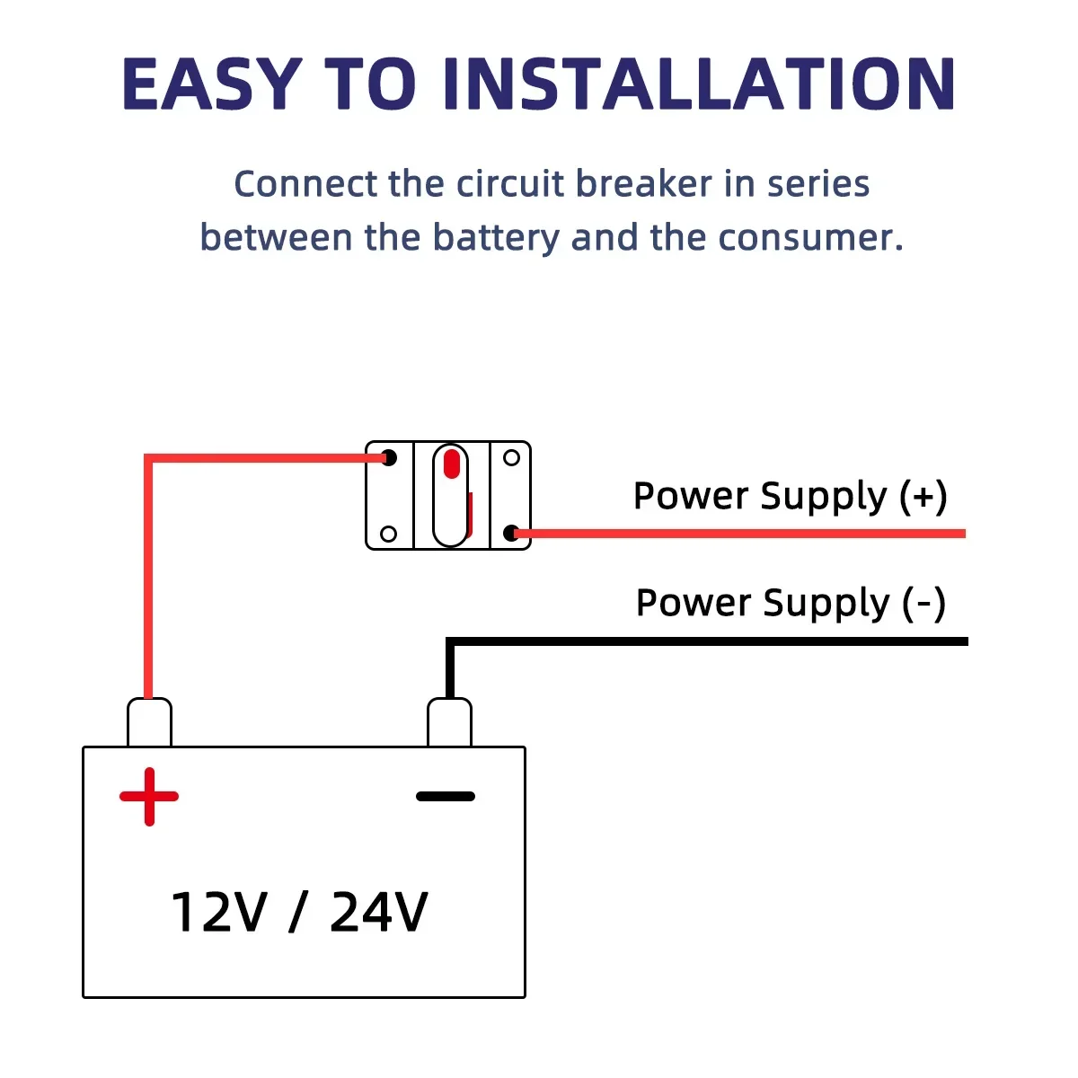 30A to 300A Circuit Breaker Fuse Manual Reset Inline Fuse Inverter Waterproof Auto Car Yacht AV Aduio Video System IP6 12V 48VDC