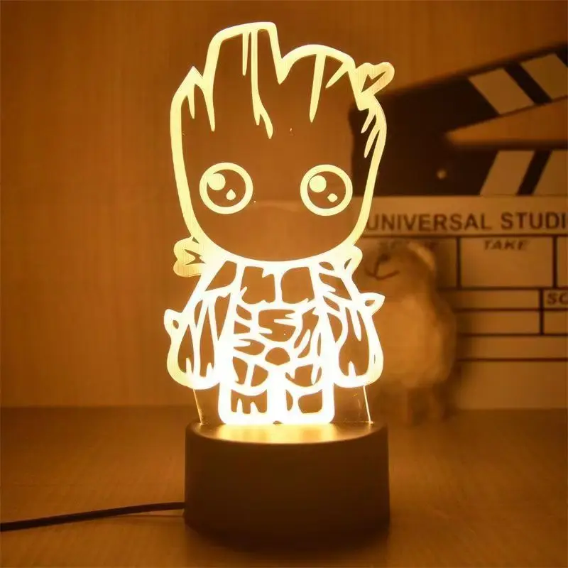 Veilleuse LED 3D Avengers Marvel pour enfants, figurines d\'action Anime Groot, bébé Groot, arbre Galaxy, jouets modèles, décoration de chambre,