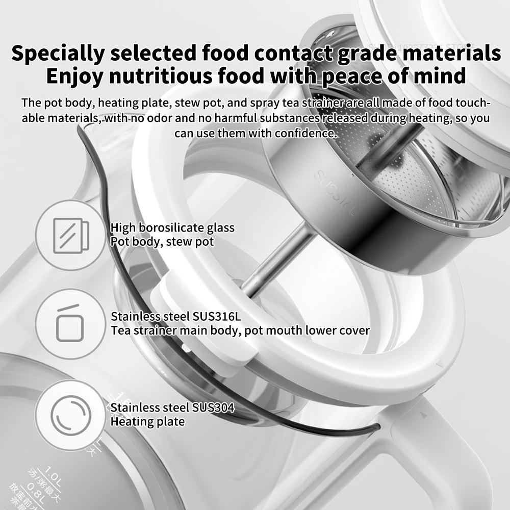 New Xiaomi Mijia Smart Multifunctional Health Kettle P1 1.8L Electric Pot 220V Food Contact Grade Material 10-gears Adjustable