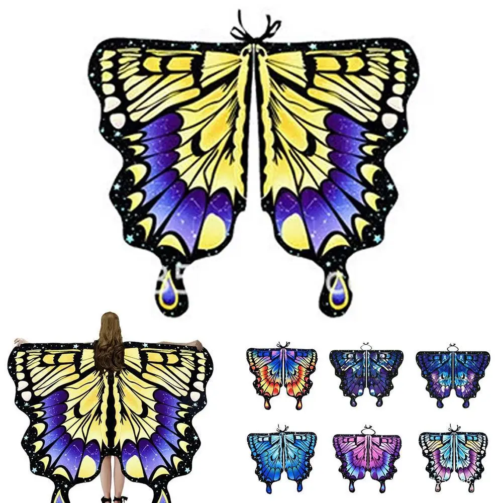 

Костюм с крыльями бабочки, платье феи для девочек, вечерние накидка на Хэллоуин, детская накидка, шаль, Радужный шарф монаха, нимфа, пикси, сценическое платье