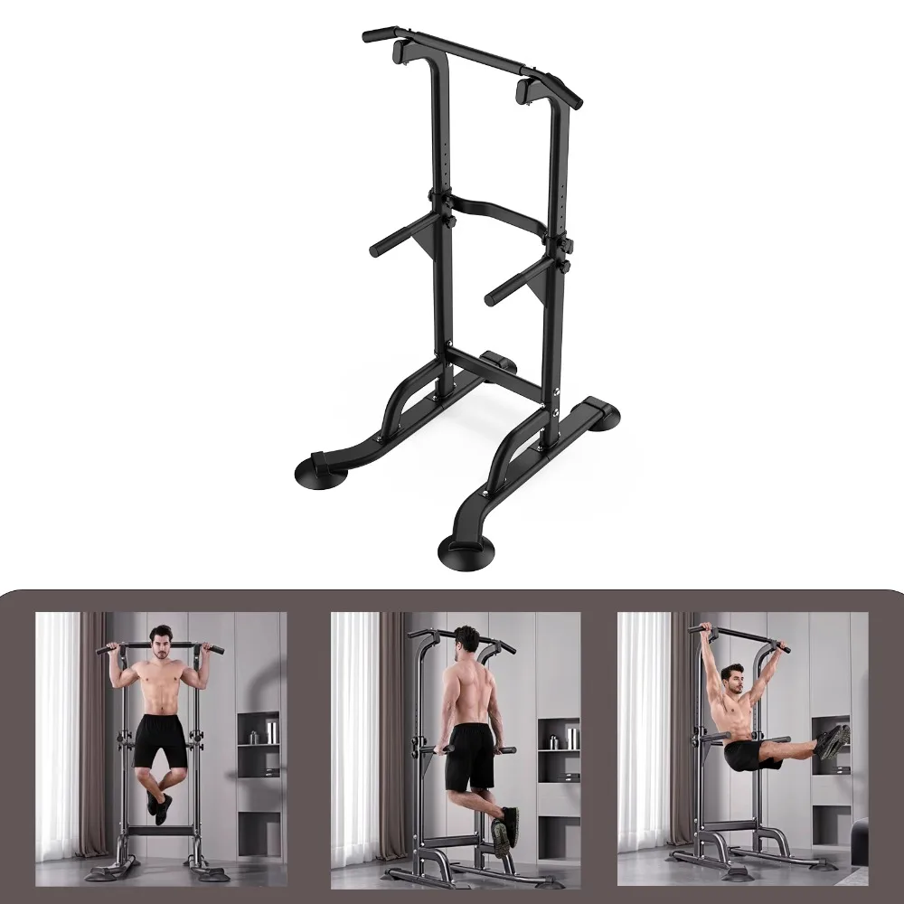 Power Tower Workout Dip Station Pull Up Bar Height Adjustable Multi-Function Dip Stand  Strength Training Fitness Equipment