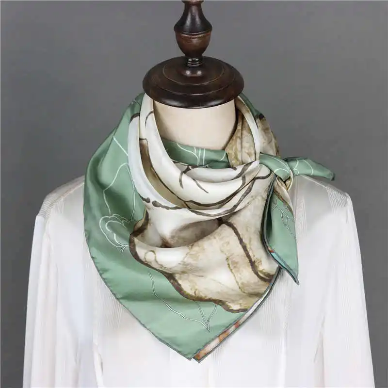 Two Sided 18mm Silk Scarf Women Luxury Designer Shawls Hand-Rolled Edges Bandanas Bag Belt Accessories Head Hair Decoration