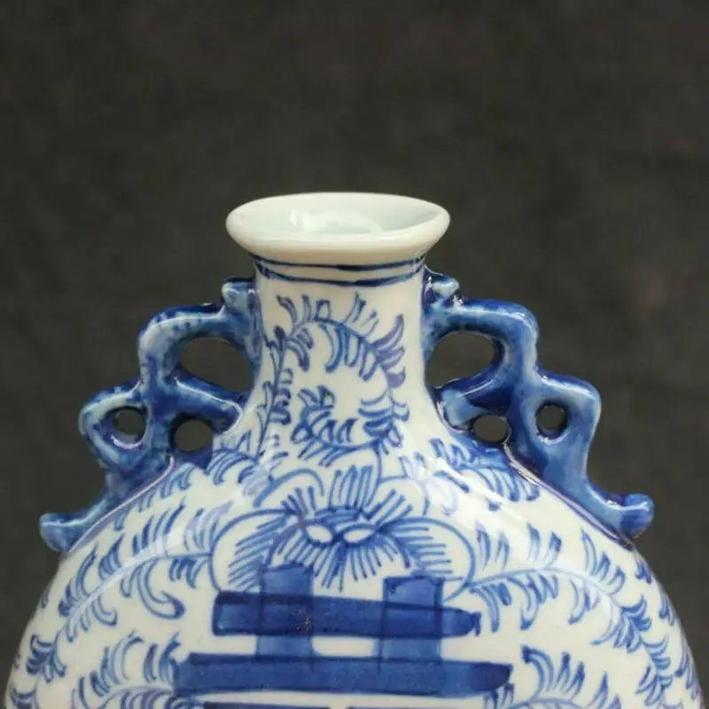 Old Chinese Blue and White Porcelain Hand Painting Double Glue Vases