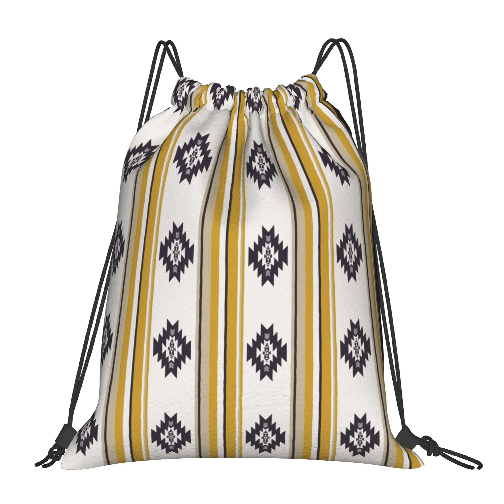 Custom Aztec Southwestern Mexican Stripes Pattern Drawstring Bags for Training Yoga Backpacks Women Men  Sports Gym Sackpack